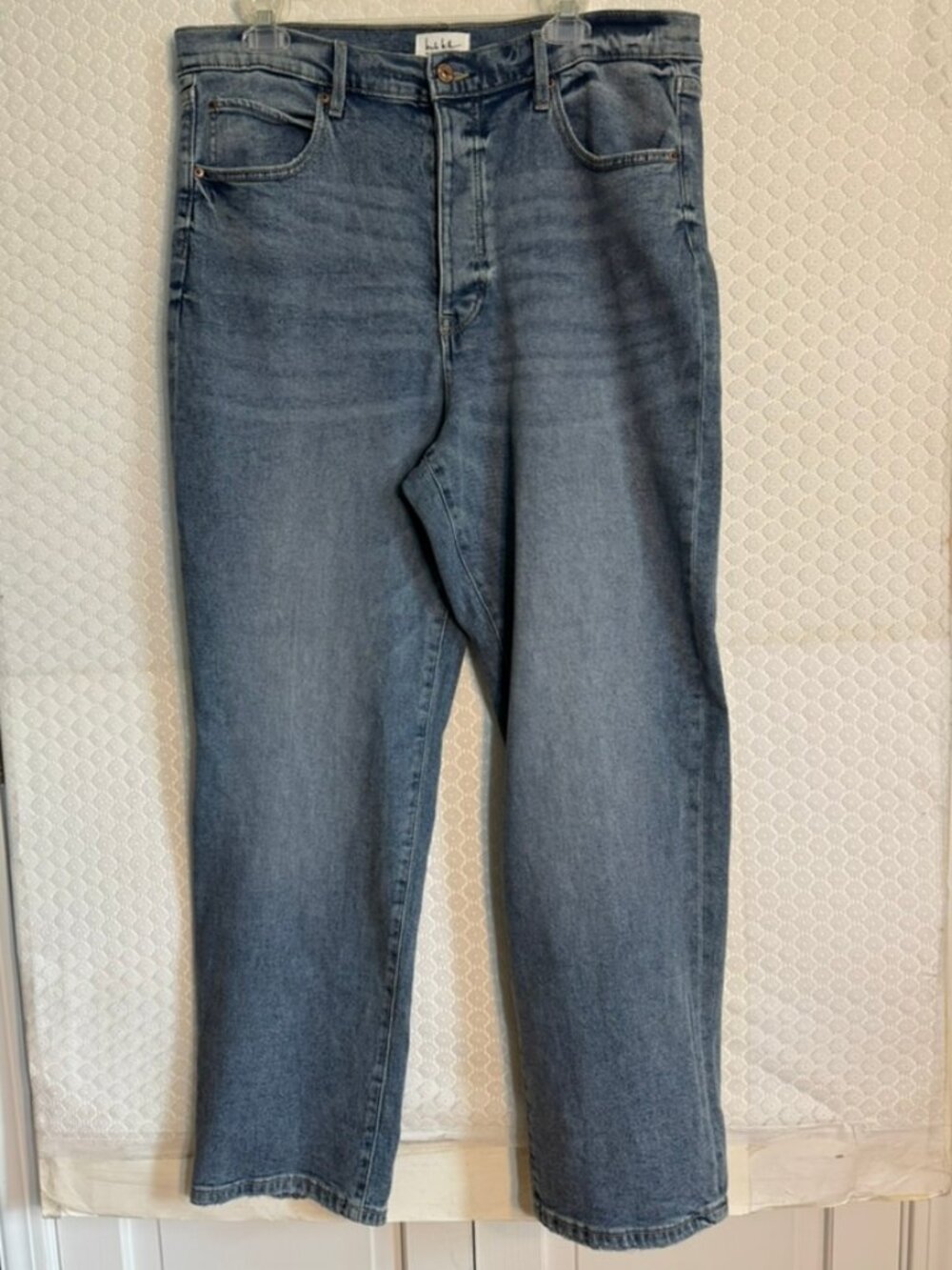 NWOT Nicole Miller Nomad HighRise Straight Leg Jeans-Med Wash,Button Front Sz 16